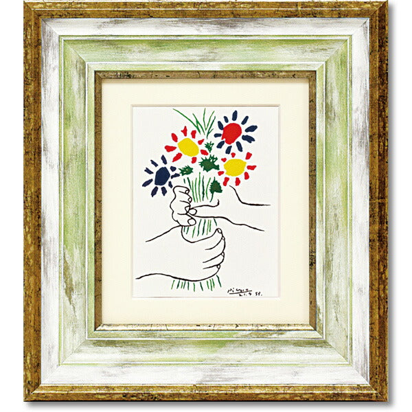 絵画 ピカソ 【ブーケ】 インテリア 額入り 壁掛け おしゃれ アート 名画 リビング 玄関 北欧 癒し 引越し祝いプレゼント 記念日 トイレ ポスター 飾り 贈り物 開店祝い