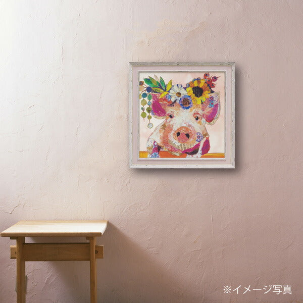 絵画 エリザベス サンティレール 【ミス ピギー】 インテリア 額入り 壁掛け おしゃれ アート かわいい 切り絵 リビング 豚 動物 北欧 癒し 引越し祝いプレゼント 記念日 トイレ 飾り 贈り物 開店祝い