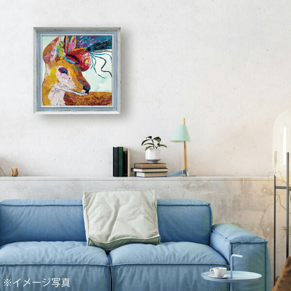 絵画 エリザベス サンティレール 【フローラル ディア】 インテリア 額入り 壁掛け おしゃれ アート かわいい 切り絵 リビング 鹿 動物 北欧 癒し 引越し祝いプレゼント 記念日 トイレ 飾り バンビ 開店祝い