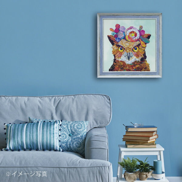 絵画 エリザベス サンティレール 【フローラル オウル】 インテリア 額入り 壁掛け おしゃれ アート かわいい 切り絵 リビング フクロウ 動物 北欧 癒し 引越し祝いプレゼント 記念日 トイレ 飾り 開店祝い