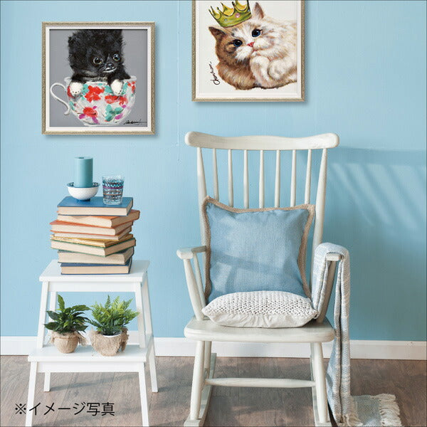 絵画 インテリア おしゃれ 壁掛け 油絵 額入り 【キングキャット】リビング 玄関 癒し 引越し祝いプレゼント アート ポップ 記念日 猫 ネコ 贈り物