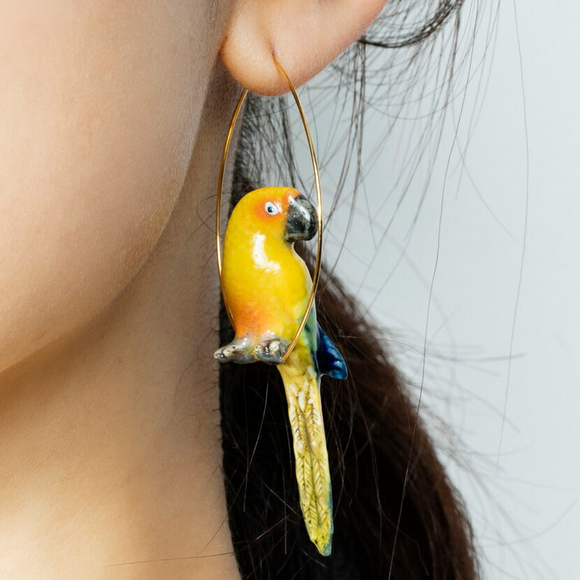 nach インコ フープピアス レディース おしゃれ フランス ブランド 小物 アクセサリー かわいい アニマル ギフト 誕生日 プレゼント 女性 送料無料 ナッシュ