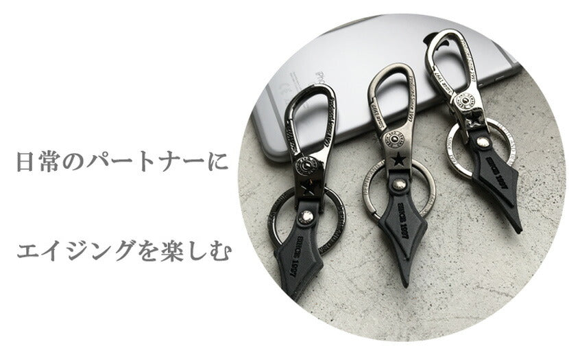 キーホルダー レザー 革 おしゃれ ブランド メンズ レディース イタリアンレザー ブラック レッド イエロー DEPTH AND DEMAND 【KH56】 送料無料