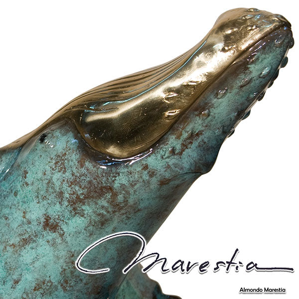 Marestia マレスティア ホエール(ザトウクジラ) 置物オブジェ 鯨 オーナメント 彫刻 置き物 インテリア 美術品 真鍮 青銅 大理石 アンティーク 庭 ガーデン テーブル 玄関 店舗装飾品