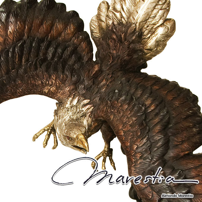 Marestia マレスティア 滑空する大鷲 イーグル オブジェ 【動物 鳥 オーナメント 彫刻 銅像 アンティーク インテリア 店舗装飾 青銅 ブロンズ像 置き物 置物 庭 ガーデン 縁起物 カフェ看板 玄関】 送料無料