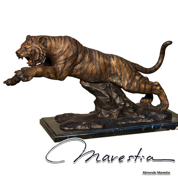 Marestia タイガー 虎 オーナメント マレスティア インテリア 置物 オブジェ 置き物 彫刻 トラ 真鍮 青銅 大理石 庭 ガーデン テーブル 玄関 店舗装飾品 ブロンズ像 送料無料