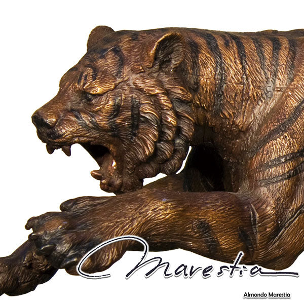 Marestia タイガー 虎 オーナメント マレスティア インテリア 置物 オブジェ 置き物 彫刻 トラ 真鍮 青銅 大理石 庭 ガーデン テーブル 玄関 店舗装飾品 ブロンズ像 送料無料