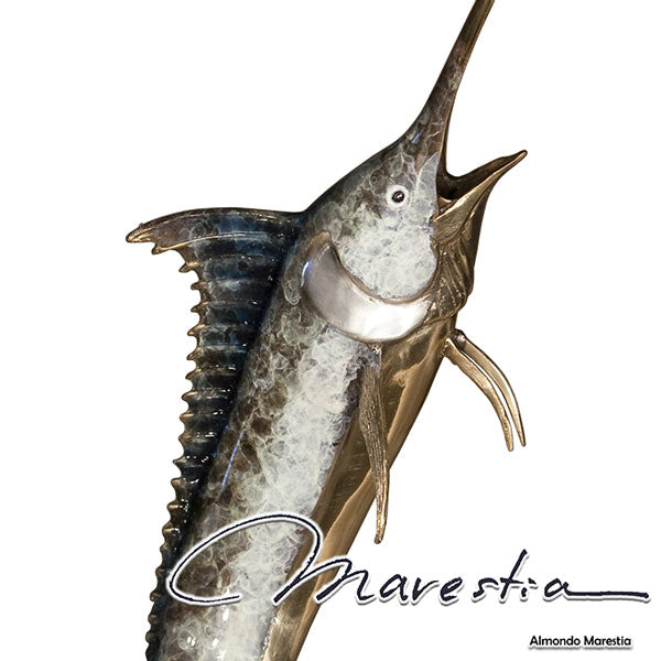 Marestia マレスティア ソードフィッシュ カジキ 置物オブジェ 【魚 オーナメント 彫刻 銅像 置き物 インテリア 真鍮 青銅 大理石 アンティーク 庭 ガーデン 玄関 店舗装飾品】 送料無料