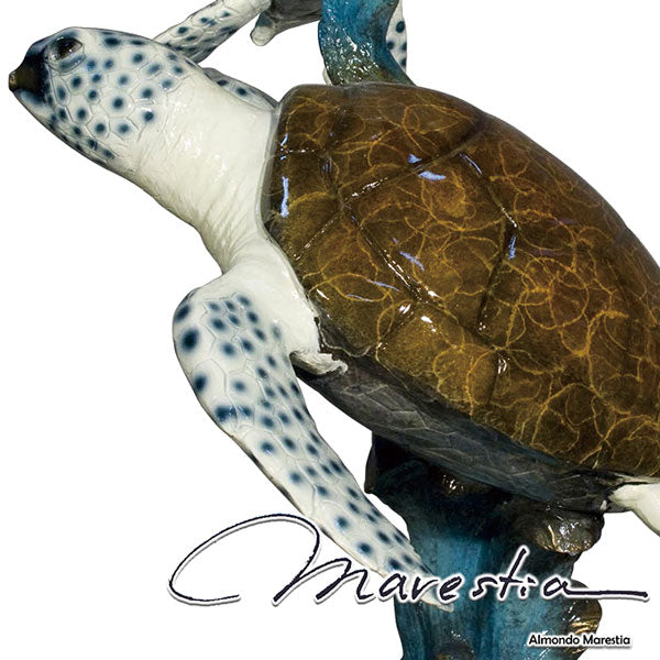 Marestia マレスティア 4匹のウミガメ(タートル) 置物 オブジェ 高級 【ミズガメ カメ 亀 オーナメント 彫刻 置き物 インテリア】<BR>【真鍮 青銅 大理石 アンティーク】<BR>【庭 ガーデン 玄関 店舗装飾品】 送料無料