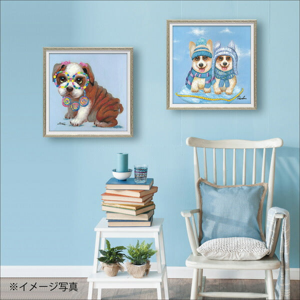 絵画 額入り オイルペイント 【ニットキャップ ツイン(Sサイズ)】