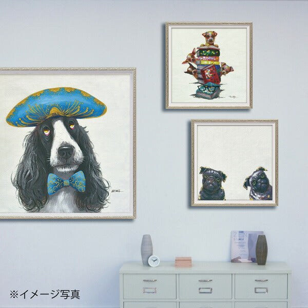 絵画 額入り オイルペイント 【ナポレオン ドッグ(Mサイズ)】