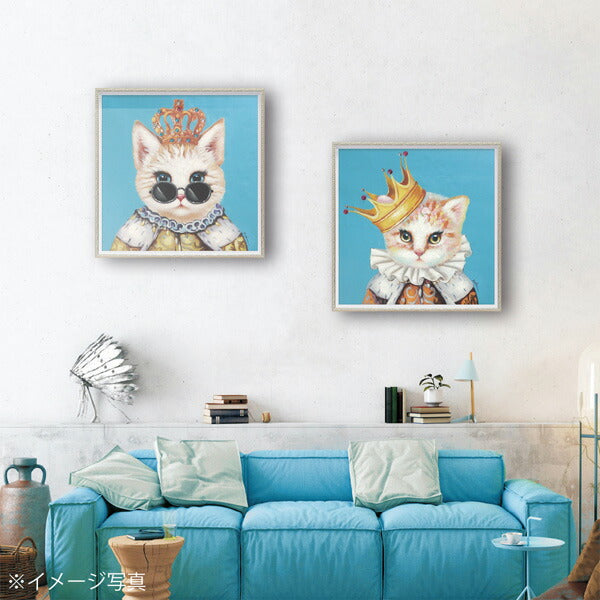 絵画 額入り オイルペイント 【ブルー キング(Mサイズ)】