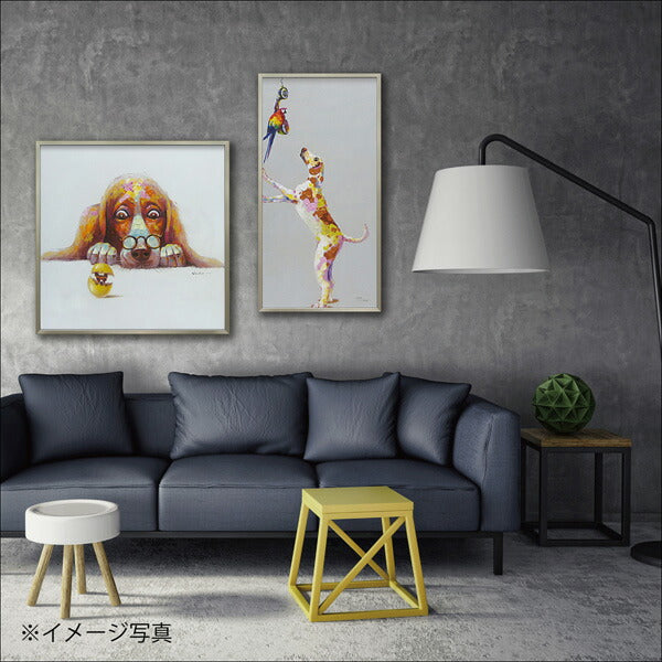 絵画 額入り オイルペイント 【エッグ ドッグ】