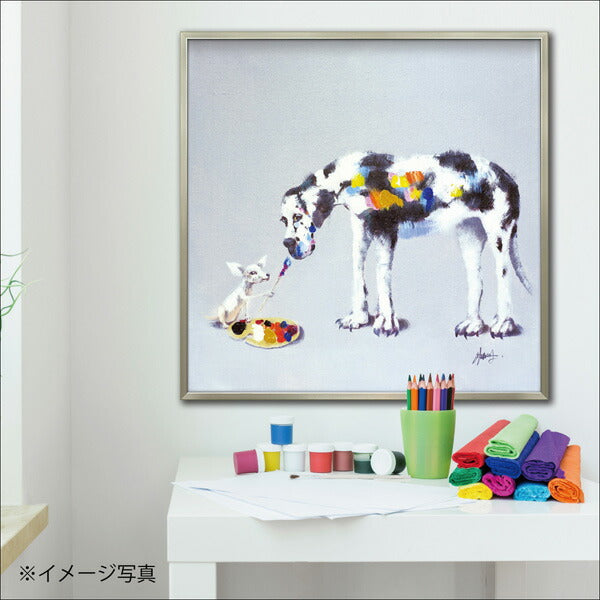 絵画 額入り オイルペイント 【ドッグ ペインティング】