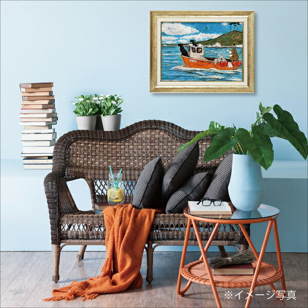 絵画 サムトフト 【犬と釣り人と小さな船】 父の日 プレゼント インテリア 額入り 壁掛け おしゃれ アート イギリス 女性作家 リビング 玄関 北欧 かわいい 癒し 結婚祝い 記念日 トイレ ポスター 飾り 贈り物