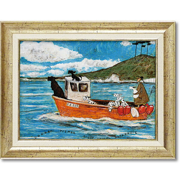 絵画 サムトフト 【犬と釣り人と小さな船】 額入り 壁掛け アート