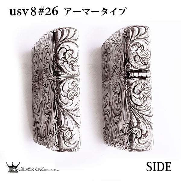Zippo 純銀ジッポーライター Silver King シルバーキング USV8(No.26) ハイポリッシュ・ミラー/スターリングシルバー 925