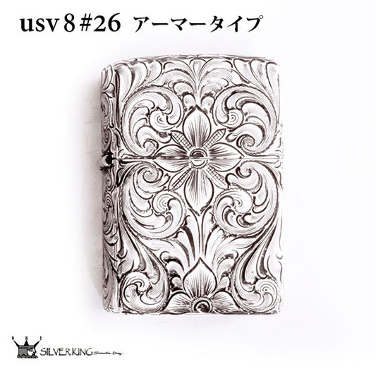 Zippo 純銀ジッポーライター Silver King シルバーキング USV8(No.26) ハイポリッシュ・ミラー/スターリングシルバー 925