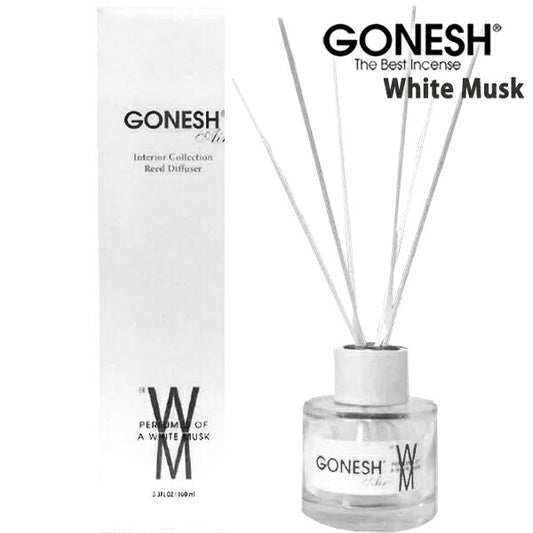 GONESH ガーネッシュ ホワイトムスク 100ml リード ディフューザー スティック ガラスボトル 芳香剤